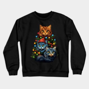 Cat Christmas Tree Crewneck Sweatshirt